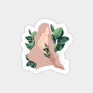 Abstract Portrait Illustration, Plant lady art 1.5 Sticker